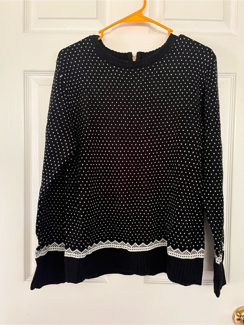 Blue Rain Black and White Dotted Crewneck Sweater